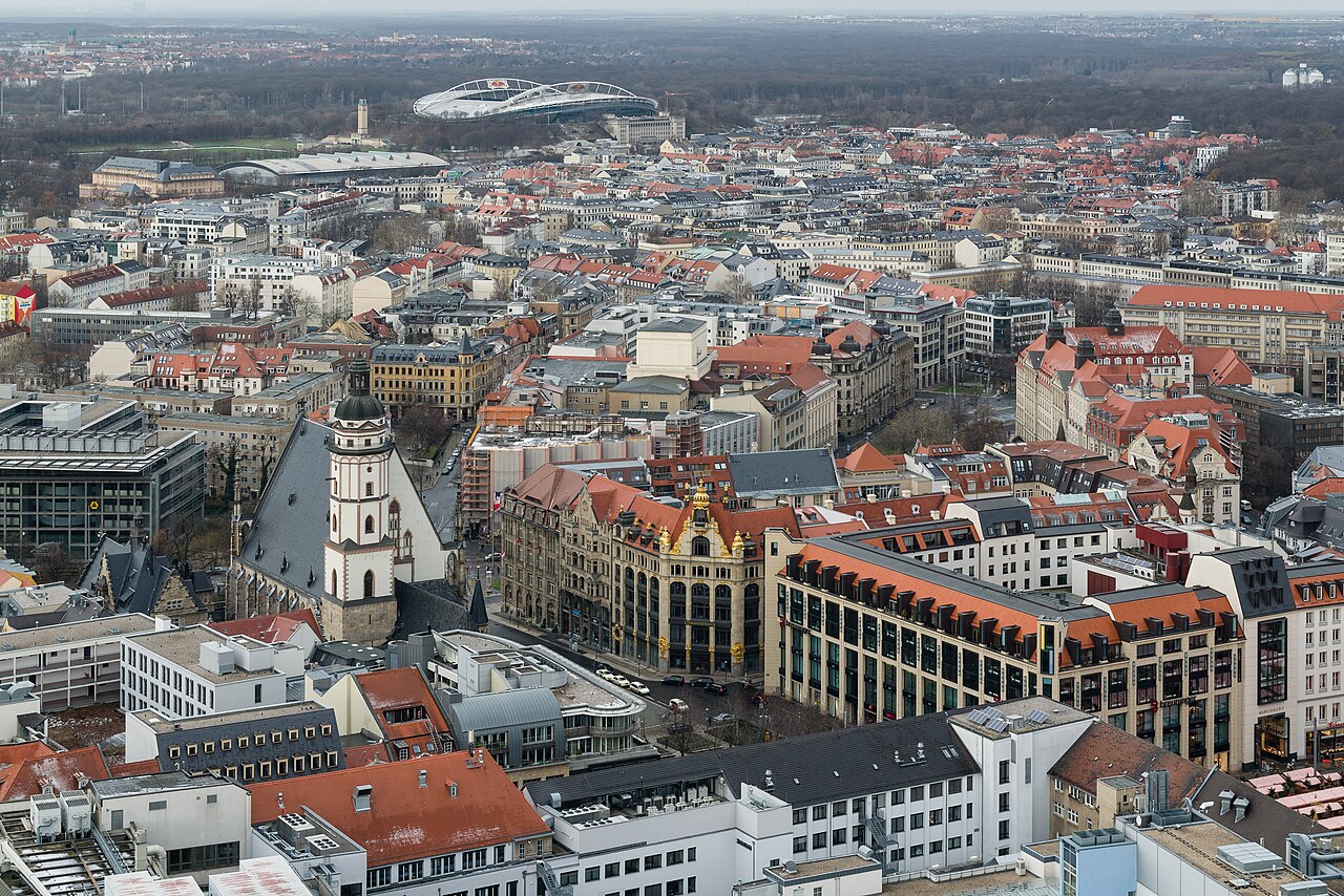 Leipziger Innenstadt mit Thomaskirche als Panorama